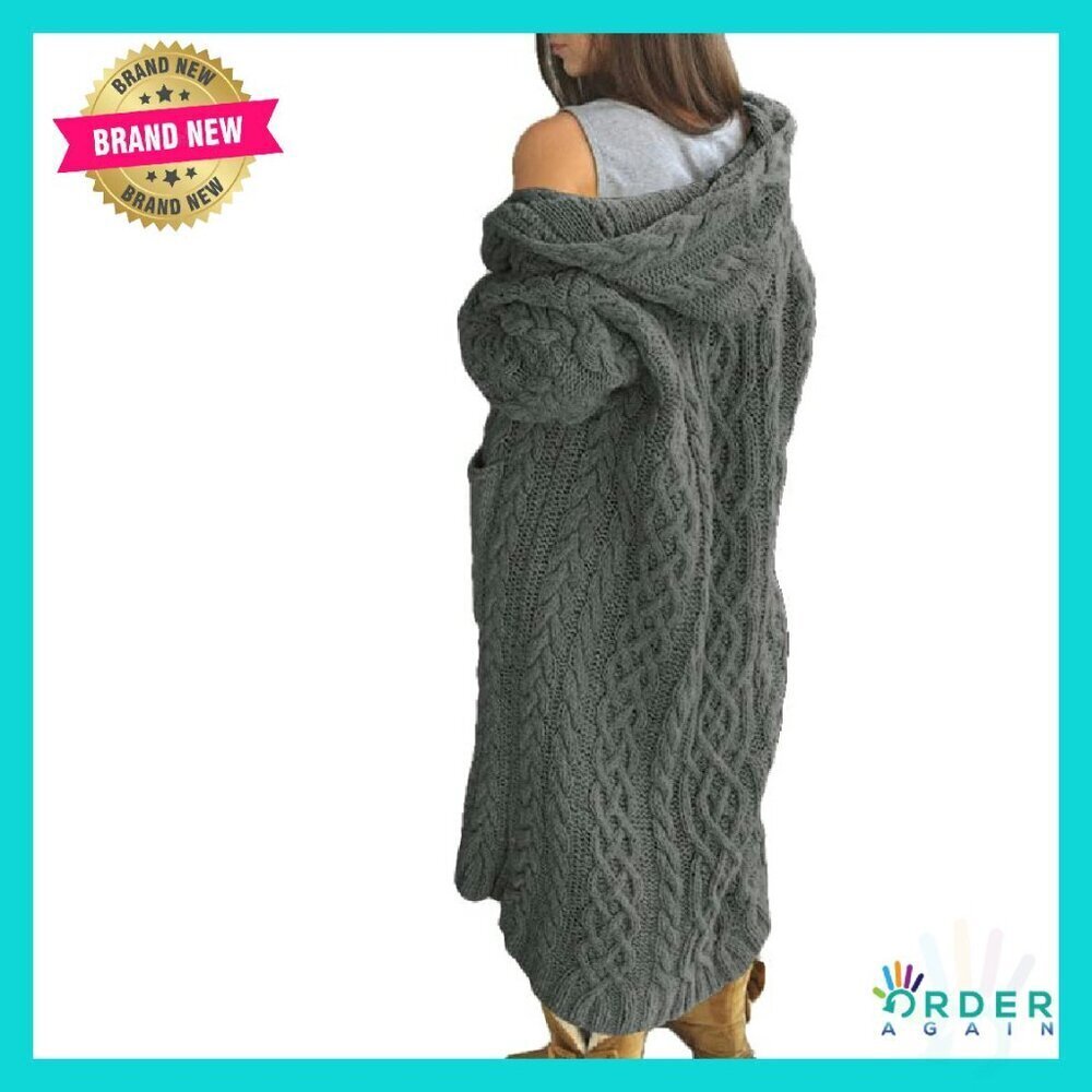 Oversized Cable Knit Cardigan Chunky Sweater Long Sleeve Open Front Cozy